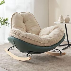 Schommelstoel, Moderne Gestoffeerde Schommelstoel Glider Schommelstoel Hoge Rug Arm Chair Comfy Side Chair, voor Woonkamers, Slaapkamers, Kantoren(Green)