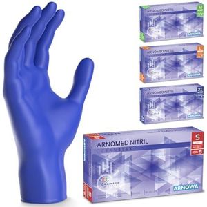 ARNOMED wegwerphandschoenen donkerblauw, nitril handschoenen S, wegwerphandschoenen met 100 stuks per doos, poedervrij. Latexvrije rubber handschoenen, verkrijgbaar in S, M, L & XL