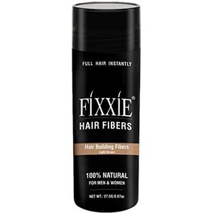 FIXXIE Haarvezels Lichtbruin voor dunner wordend haar 27,5 g fles, haarvezel concealer voor haaruitval voor mannen en vrouwen, natuurlijk dikker uitziend haar met keratine haarvezels.