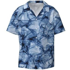 EdWal Donkerblauw Marmer Print Heren Korte Mouw Button Down Shirts Casual Losse Fit Zomer Strand Shirts Heren Jurk Shirts, Zwart, 3XL