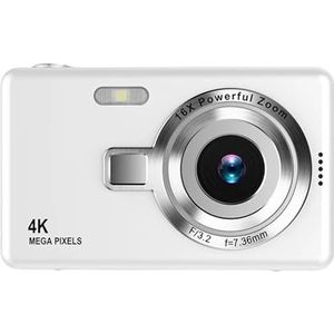 4K HD 1080P Digitale Camera 96MP Autofocus Vlogcamera 16x Zoom Videocamcorder 2,4 Inch IPS-scherm Heldere Gedetailleerde Beelden(White)