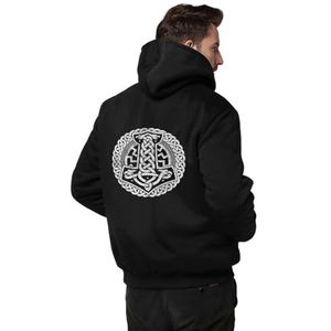 Heren Viking Runes Retro Casual Fleece Hoodies Jas Herfst Winter Warme Winddichte Gezellige Jas Dikke Sherpa Gezellige Hoodies Jas(A16,4XL)