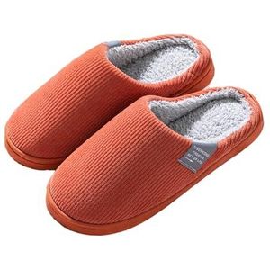 Vrouwen Mannen Pluche Zachte Slippers Winter Warm Slip Op Huis Schoenen Antislip Indoor Outdoor, Oranje, 7/8 UK