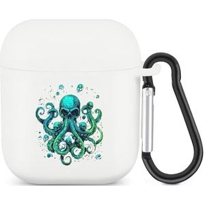 Death Octopus Skull Leuke Case voor AirPods 2&1 Schokbestendige Beschermende Hoofdtelefoon Gevallen Cover Met Sleutelhanger voor Mannen Vrouwen