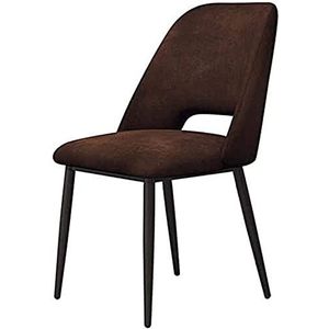 GEIRONV 1 stks moderne fluwelen eetkamerstoelen, zacht kussen tafelstoel metalen poten make-up stoel nordic vrije tijd rugleuning koffiestoel Eetstoelen (Color : Brown, Size : 43x46x81cm)