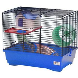 Decorwelt Hamsterdagen, blauw, buitenmaten, 40 x 25 x 34 cm, knaagkooi, hamster, plastic, kooi met accessoires