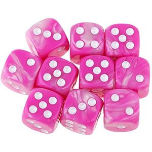 6 Zijdige Dobbelstenen 10 stks 6-zijdige dobbelstenen Set Bright Colors 16 mm Gaming dobbelstenen for games Casino Gifts Lesgeven aan tafelspel Dicking Dobbelsteen (Size : Rose White as descr)