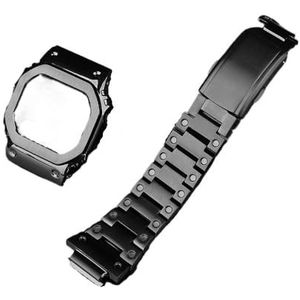 Pak horlogeband Fit for Casio G-SHOCK DW5600 GW-B5600 GWM5610 roestvrijstalen metalen Bezel horlogekast (Color : Black case Strap, Size : 5610)