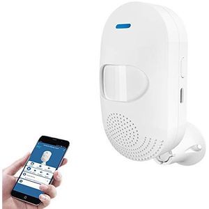 Smart Motion Sensor, WiFi Draadloze Beveiliging geluid en licht alarm Alarm, met gratis melding Tuya APP Controle Home Security Pir Bewegingsmelder, compatibel met Alexa, Siri