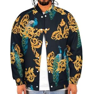 Aquarel Pauw Gouden Patroon Grappige Mannen Baseball Jacket Gedrukt Jas Zachte Sweatshirt Voor Lente Herfst