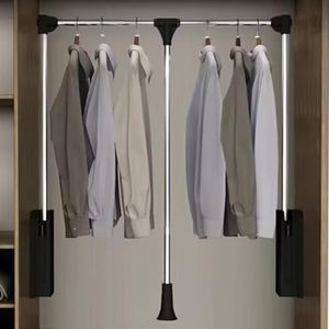 Down Closet Rod， Adjustable Pull Down Closet Rod, Heavy Duty Hanger for Hanging Clothes Wardrobe Rail Lift Organizer Storage System, Premium Polished Chrome(890 1210mm)