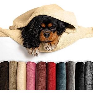 Schecker Microfiber deken Premium hondendeken met hondenmotief en naam, schecker groen, 150 cm x 95 cm, geborduurd met de naam van je hond