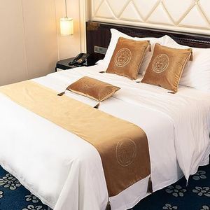 Europese stijl Bed Runner Hotel Bed Sjaal Spreien Coverlets Luxe Bed Runners en bijpassende kussens slaapkamer beddengoed beschermer-Gold||240X45cm for 1.8m Bed