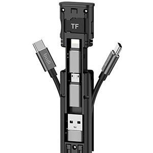 Multifunctionele Smart Adapter Card Storage Datakabel, USB Box Micro SD High-Speed Kaartlezer Type-C Plug-and-Play, Universele 15W draadloze oplader voor iPhone voor Huawei Draagbaar (zwart)