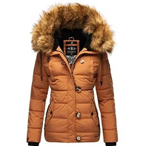 Navahoo Dames warme winter gewatteerde jas met afneembaar kunstbont Zoja XS-XXL, Rusty Cinnamon, L