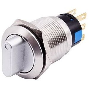 19 mm 2 3-standen metalen draaiknopschakelaar SPDT 12 V 220 V LED draaiknopschakelaar AANUIT roestvrij staal 1NO 1NC (Kleur: Geen LED-schakelaar, Maat: 2PO