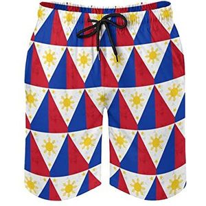 Retro Filippijnen Vlag Mannen Zwembroek Gedrukt Board Shorts Strand Shorts Badmode Badpakken met Zakken 3XL