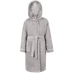 LAYNENBURG Premium Badjas kinderen & tieners met capuchon - 100% katoen - OEKO TEX Standard 100 - donzige badstof - Maat (134-140, Grijs)