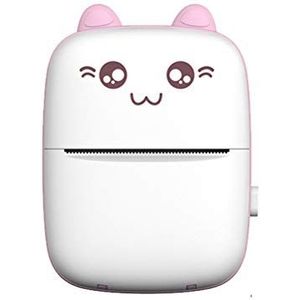 dakomyo Sarari Draagbare instant printer, cartoon kattenvorm, Bluetooth draadloze printer, thermische druk, roze, A4, 1-2 ppm, 203 dpi, printer