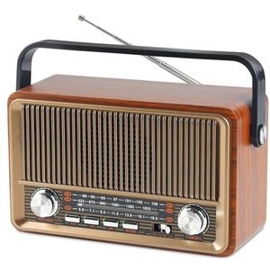 Retro radio met Bluetooth, nostalgische kofferradio, klein, met AM/FM/SW3, USB/TF/AUX, oplaadbaar, keukenradio, vintage radio voor keuken, kantoor, outdoor