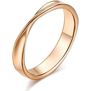 ForTitanium Steel Möbius Ring Ring for koppels Roestvrij stalen handsieradenring for koppels (Color : Pink gold without diamonds, Size : 7#)