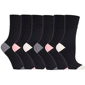 6 paar vrouwen Sockshop katoen zachte grip sokken 4-8 uk, 37-42 eu Argyles - zwart - M