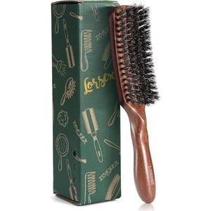 Lorsex Haarborstel voor mannen, varkenshaar borstel voor fijn dun medium haar, natuur zwijnen haarborstel voor baard styling