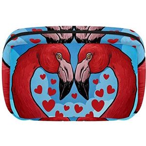 Reis Gepersonaliseerde Make-uptas Cosmetische Zak Toiletry tas voor vrouwen en meisjes Blauwe Flamingo, Meerkleurig, 17.5x7x10.5cm/6.9x4.1x2.8in