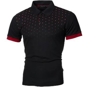 LQHYDMS T-shirts Mannen Mannen Shirt Tennis Shirt Dot Grafische Plus Size Print Korte Mouw Dagelijkse Tops Basic Streetwear Golf Shirt Kraag Business, Zwart Rood C, XXL