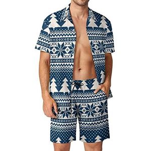 Winter Kerst Hawaiiaanse Sets voor Mannen Button Down Korte Mouw Trainingspak Strand Outfits 2XL