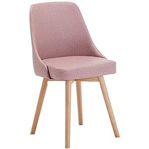 GEIRONV 1 Stuk Moderne Eetkamerstoel,voor Woonkamer Slaapkamer Keuken Lounge Stoel Technisch Leer Massief Hout Bureaustoel Eetstoelen (Color : Pink)