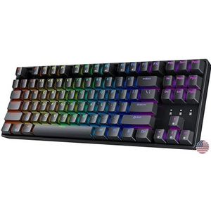 Geeky GK80 Tenkeyless | Hot Swappable mechanisch gamingtoetsenbord | 87 veelkleurige toetsen met achtergrondverlichting RGB LED voor Gaming PC/Mac | ANSI US Amerikaans toetsenbord (zwart, mechanisch