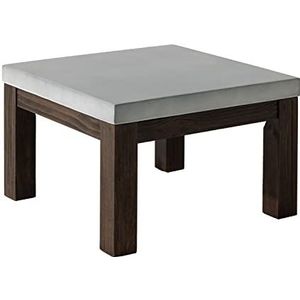 GZDZ Betonnen salontafel voor buiten, 26 inch patio eettafel, donkerbruine vierkante salontafel voor terras, tuin, achtertuin (grijs+donkerbruin)