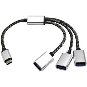 Multi Oplaadkabel USB C Splitter Kabel 2/3 In 1 Snelle Opladen Cord Met 2/3 USB 2.0 Vrouwelijke Poort Voor Telefoon Tablet Type C Naar USB Converter Adapter Opladen En Gegevensoverdracht Converter
