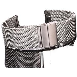 Rvs Milanese Loop Horloge Band Armband Zilver Zwart Vrouwen Mannen Metalen Horlogeband 16mm 18mm 20mm 22mm Band Accessoires (Color : Type 2 Sivler, Size : 22mm)