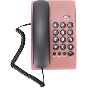 KX-T504 Bedrade Telefoon voor Thuiskantoor, Mode Desktop Vaste Multifunctionele Telefoon met Dubbele Magnetische Handset, Verstelbare Beltoon(roze)