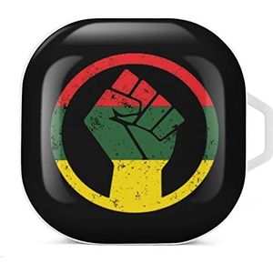 Rasta Black Power FIST Fits Earbuds Case Compatibel met Samsung Hard Shell Beschermhoes Wit-Stijl
