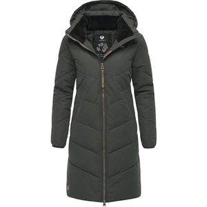 Ragwear Rebelka Winterjas voor dames, warme waterdichte gewatteerde jas, lang, met afneembare capuchon, XS-6XL, Dark Olive25, XS