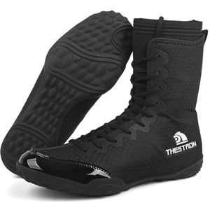 Hiuzylqx Heren worstelschoenen, hoge fitness- en boksschoenen, sportschoenen voor vechtsporten, vechtsporten en powerlifting,zwart,39 EU