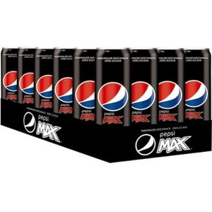 Pepsi Zero suiker, de suikervrije frisdrank van Pepsi zonder calorieën, cafeïnehoudende cola in een blikje, wegwerpdoos (24 x 0,33 l) (verpakkingsontwerp kan afwijken)