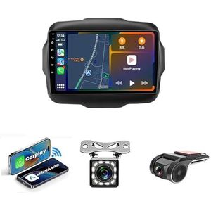 Dubbel Din Auto Stereo Compatibel Met Apple Carplay Android Auto Voor Jeep Renegade 2016-2020 Plug En Play AM/FM Autoradio Back-up Camera, Stuurbediening, Spiegel Link(NF-3 4G WIFI 2G+32G)