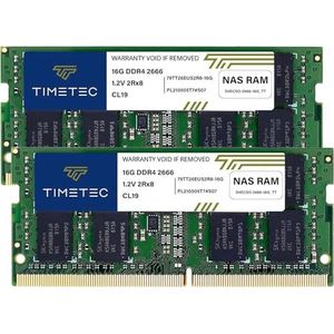 Timetec DDR4-2666 32 GB KIT(2x16GB) Vervanging voor Synology D4ECSO-2666-16G DDR4 ECC Ongebufferde SODIMM 2666MHz PC4-21300 260 Pin 1.2V CL19 Dual Rank 2Rx8 Geheugen RAM Upgrade (D4ECSO-26666 -16G_