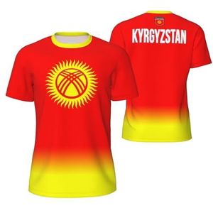 Sport Mesh T-Shirt Kirgizië Vlag voor Running Bike Voetbal Tennis Voetbal Fitness Tees 3D Gedrukt, Meerkleurig, S