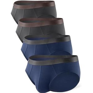 DAVID ARCHY Herenondergoed, bamboeslip, superzacht, comfortabel, lichtgewicht slipje, Donkergrijs+marineblauw - geen vlieg, M