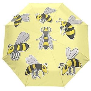 Gele Wild Bee Paraplu Winddicht Automatische Opvouwbare Paraplu's Auto Open Sluiten voor Mannen Vrouwen Kinderen