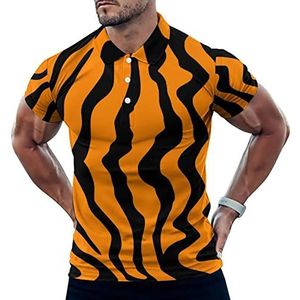 Tijgerhuid Wildlife Strepen Casual Poloshirts Voor Mannen Slim Fit Korte Mouw T-shirt Sneldrogende Golf Tops Tees 2XL