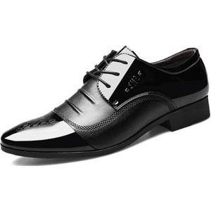 KYOESCAI Comfortabele Oxford-schoenen voor heren met vetersluiting voor bruiloften, zaken, kantoor en gala's,zwart,38 EU