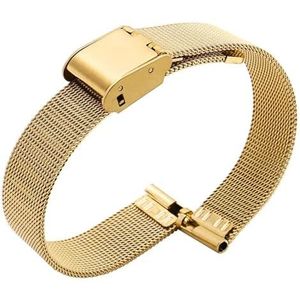 Jeniko Solide Roestvrijstalen Horlogeband Compatibel Met Armani Dames Kleine Horlogeband Compatibel Met Mesh Riem 6 Mm 8 Mm 10 Mm (Color : ML-D4-Gold, Size : 17mm)