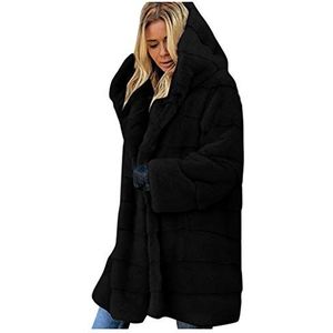 KEERADS Damen Fleece mantel winterjas lange overgangsjas teddy-jas oversized teddy mantel sherpa coat met capuchon S-5XL