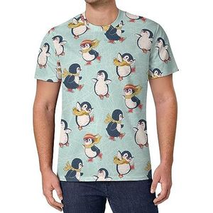 Schattige pinguïns heren T-shirt met korte mouwen casual ronde hals T-shirt mode zomer tops